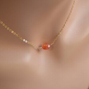Sunstone Choker Necklace in Gold - Handmade